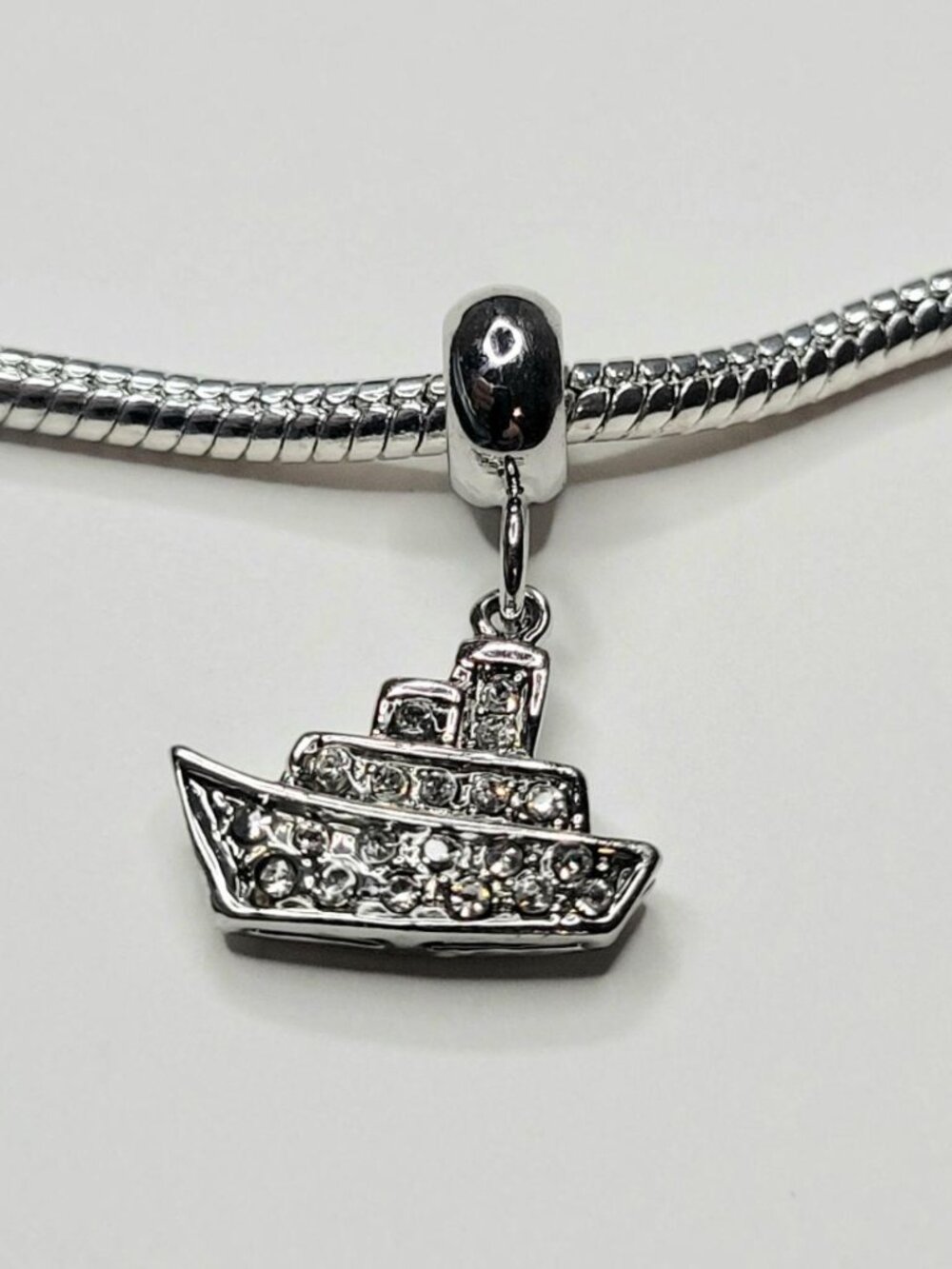 NWT For Pandora Charm Bracelets Silver Color Rhinestone Cruise Ship Dangle Charm